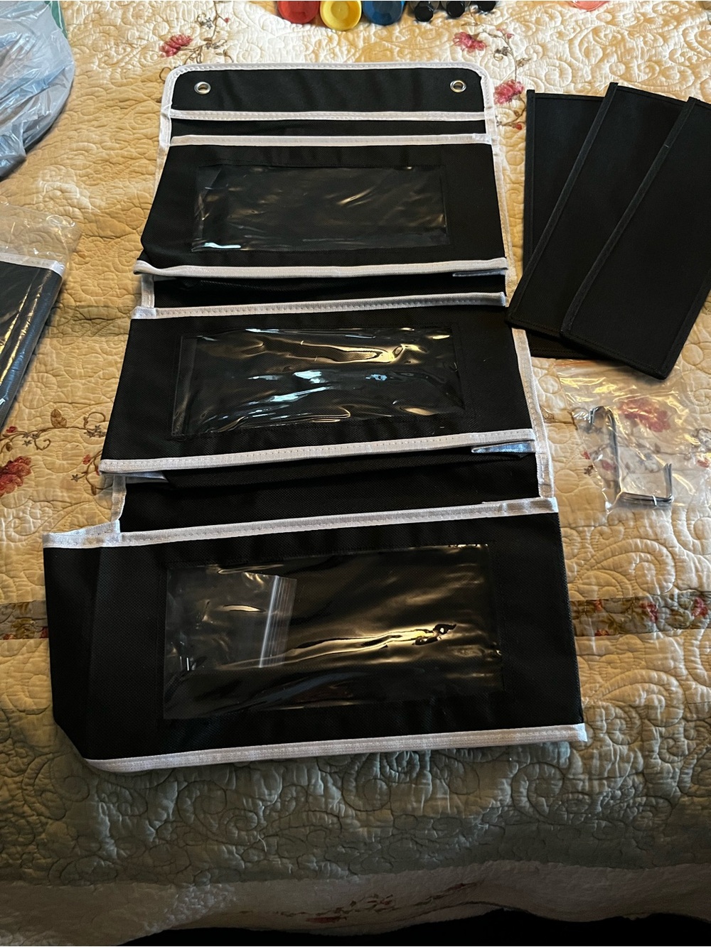 1 of 2 for sake—New Black Hanging Organizer with Clear Pockets